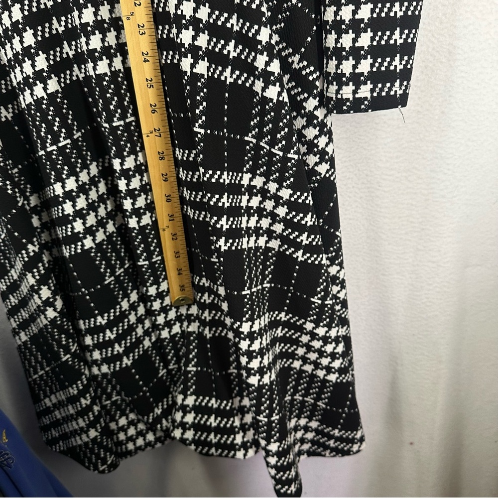 Long Aline Plaid Mock Neck Long Sleeve Dress Business Attire‎ Work Large Black - Picture 4 of 9